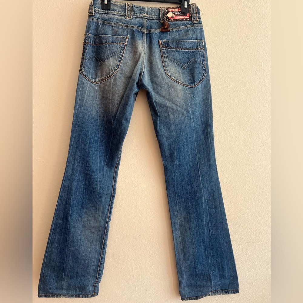 Vintage Roberto Cavalli Blue Women's Jeans Piton Skin Crystal Italy Size 40 - Picture 4 of 16